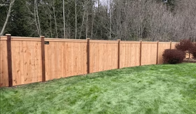 Wood privacy fence installed by Hartman Fencing