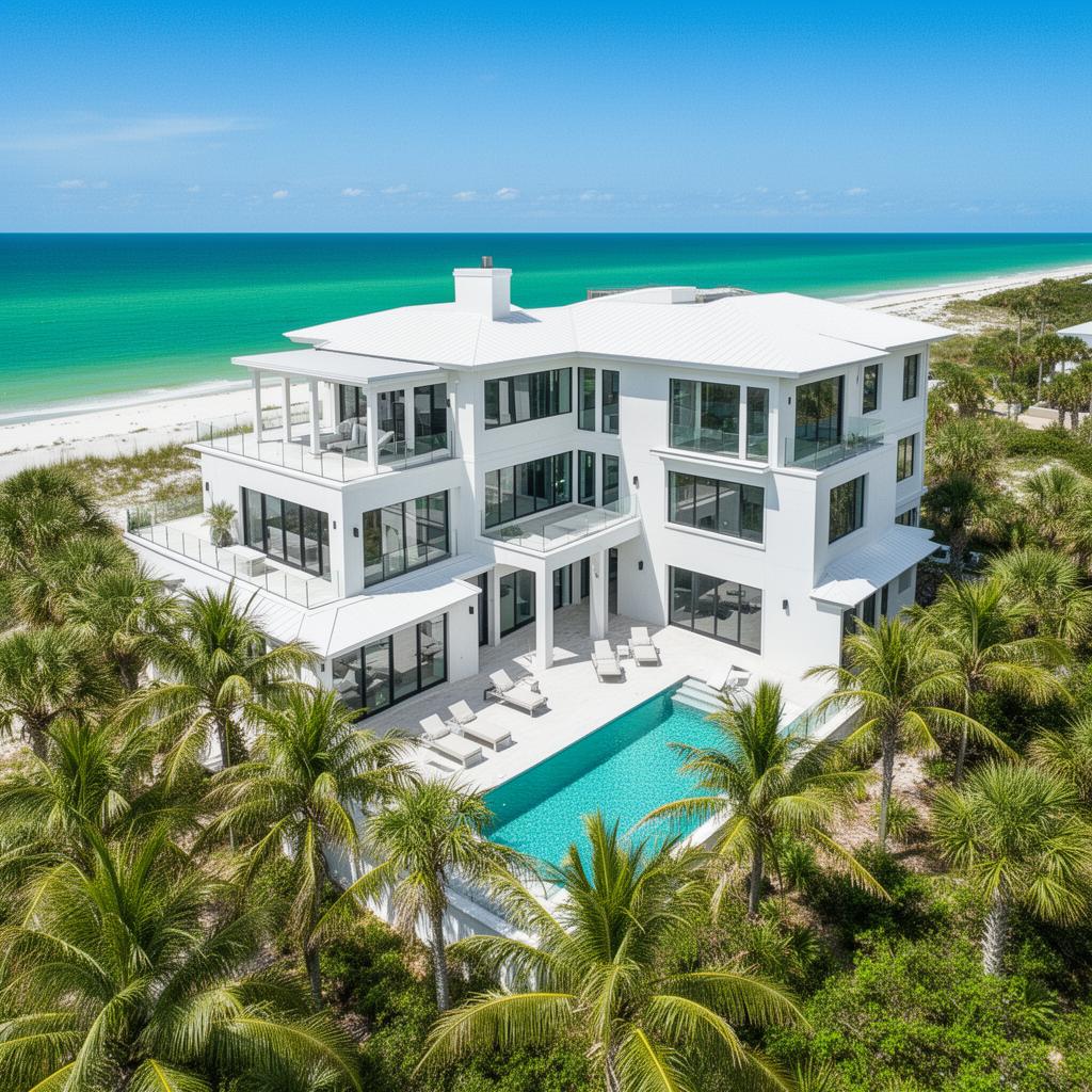 Aerial view of a clean Gulf Coast home with sparkling windows